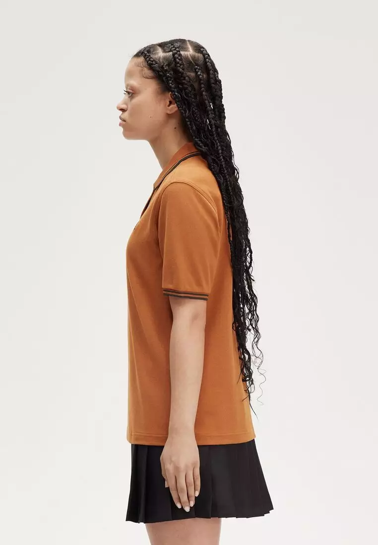 Fred Perry G3600 Twin Tipped Fred Perry Shirt (Marmalade / Black / Black)