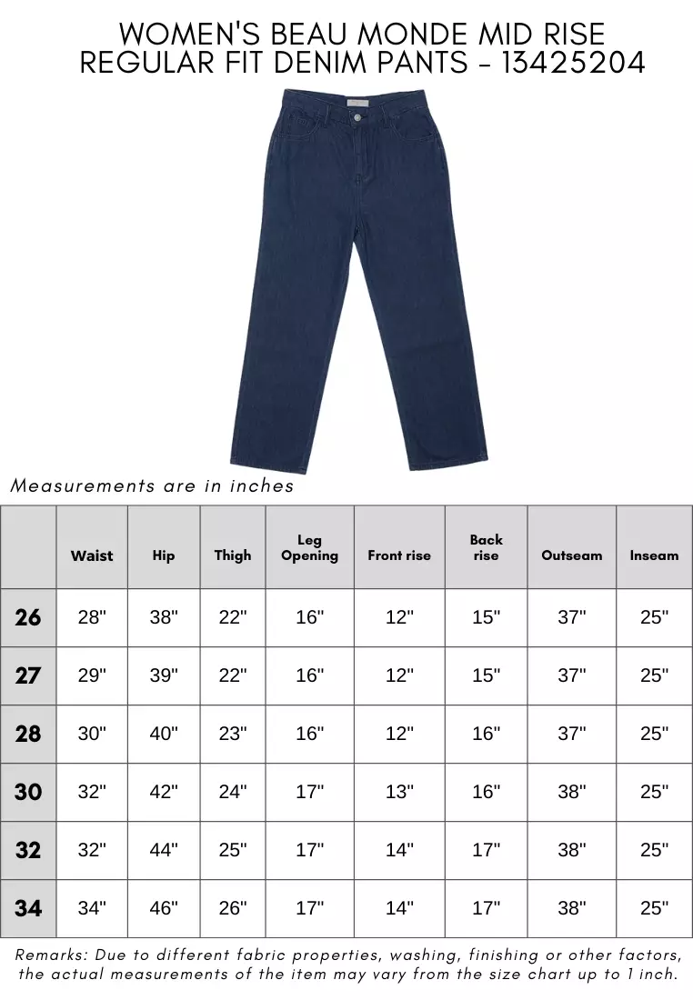 Women's Beau Monde Mid Rise Regular Fit Denim Pants