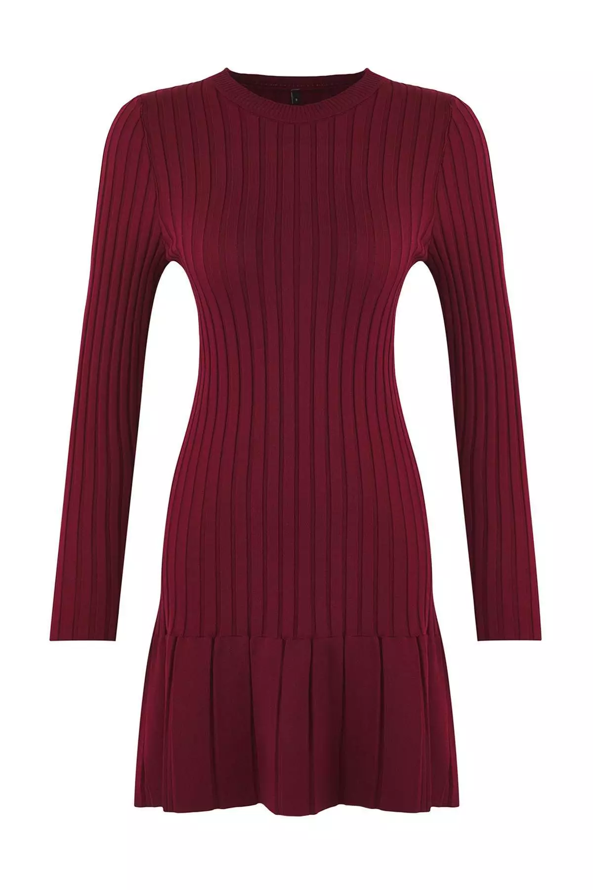 Burgundy Mini Pleated Knit Dress