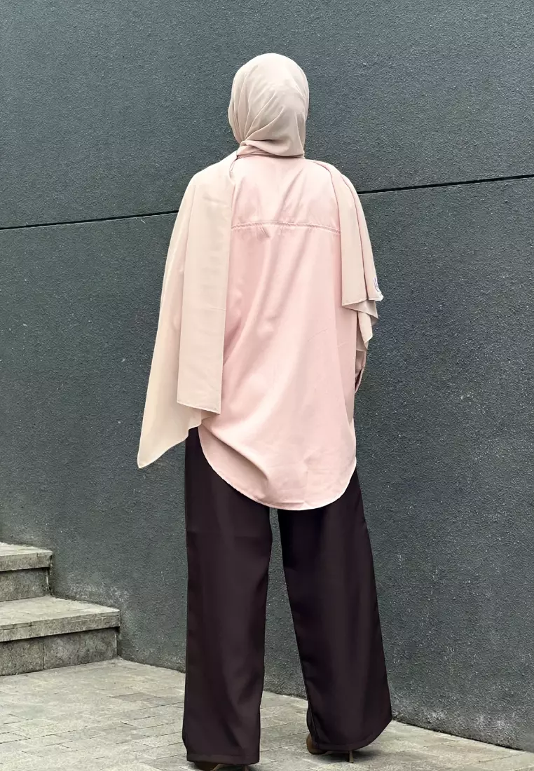 Felicia Embrodery Dusty Pink - Blouse Atasan Wanita