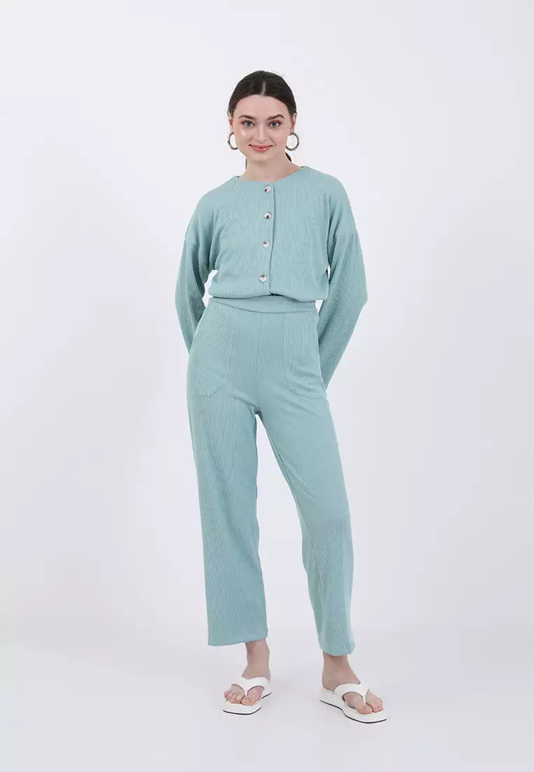 Sofia Megia Knit Pants Green