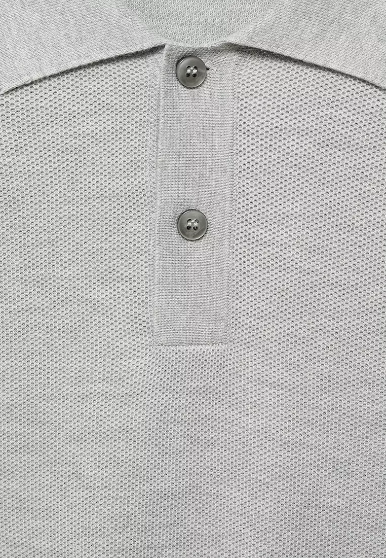 Micro-Structured Cotton Polo Shirt