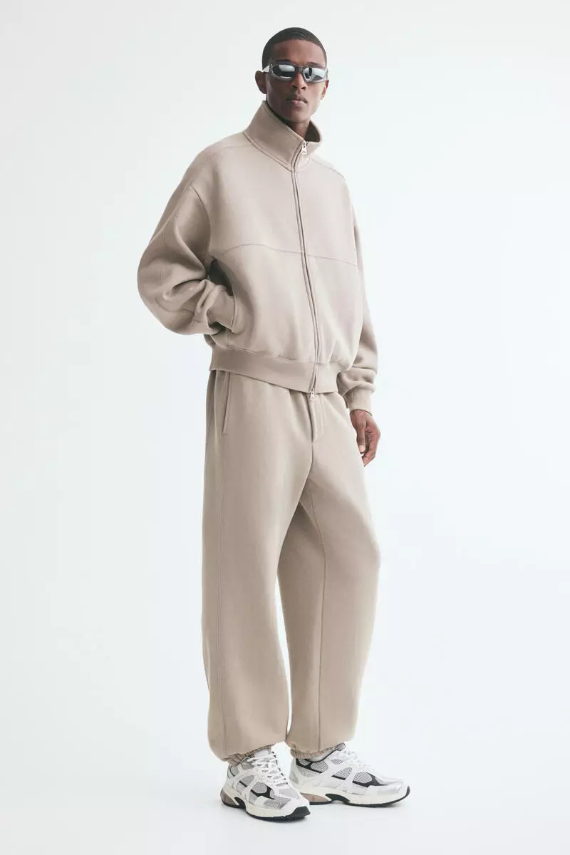 Oversized Fit Brushed-inside track jacket