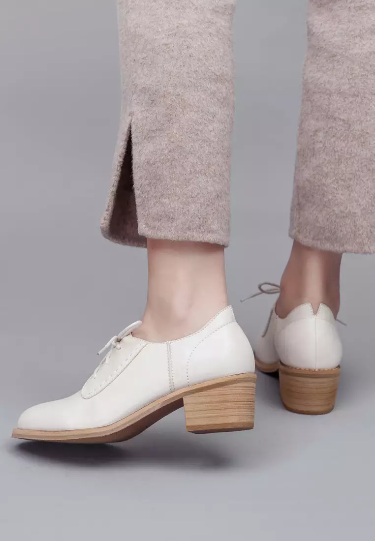 Synthetic Leather Lace Up Mid Heel Shoes TE-A160-2