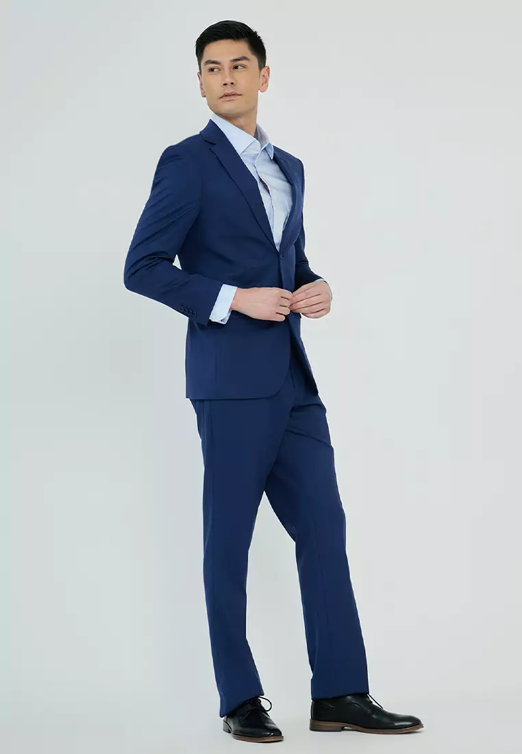 Solid Stretch Slim Fit Suit Blazer
