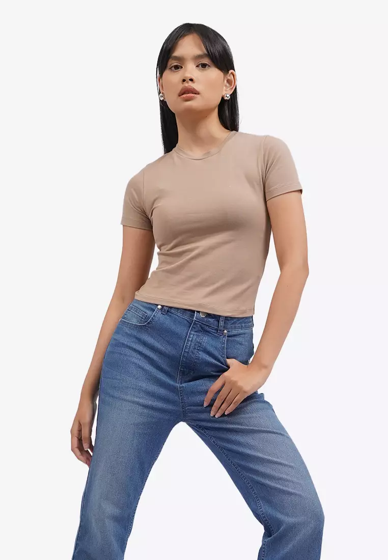 Short Sleeve Fitted Crop T-Shirt