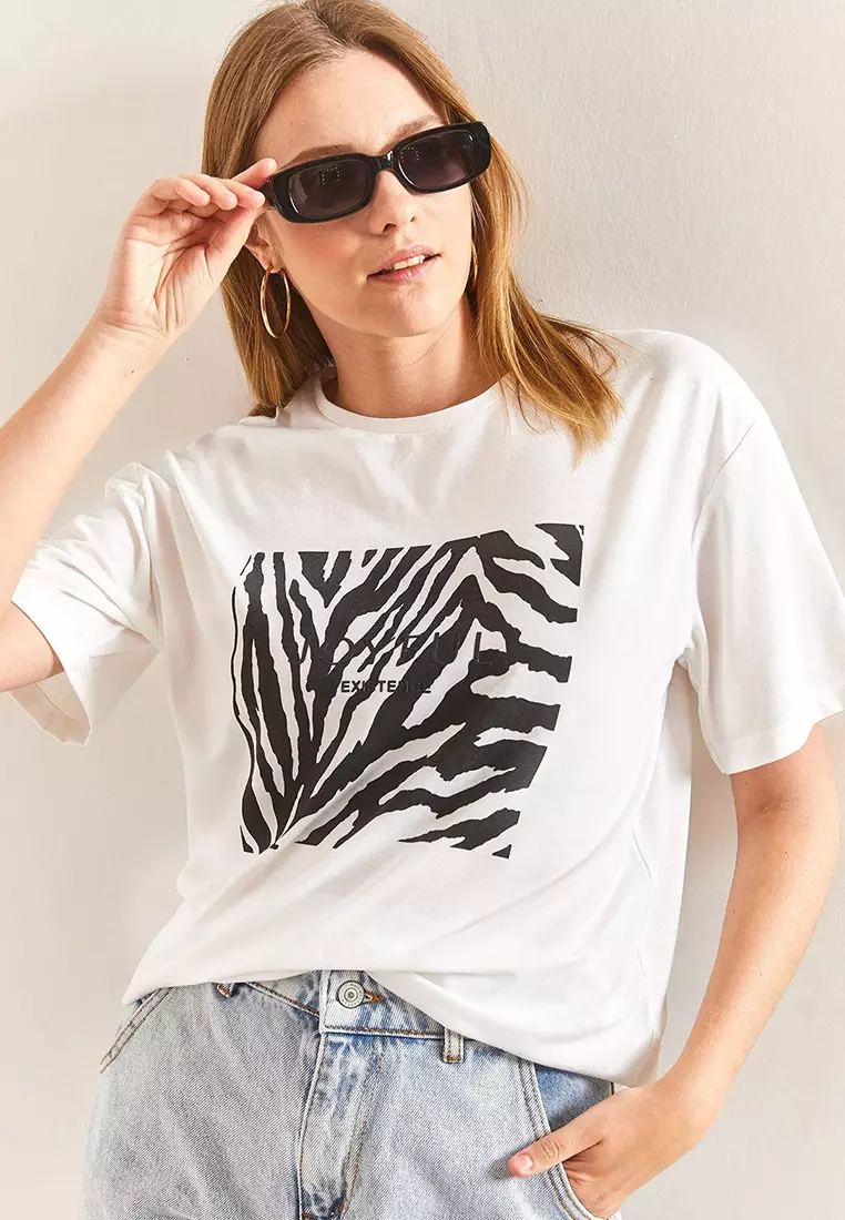 Women's Patterned Combed Cotton Tshirt