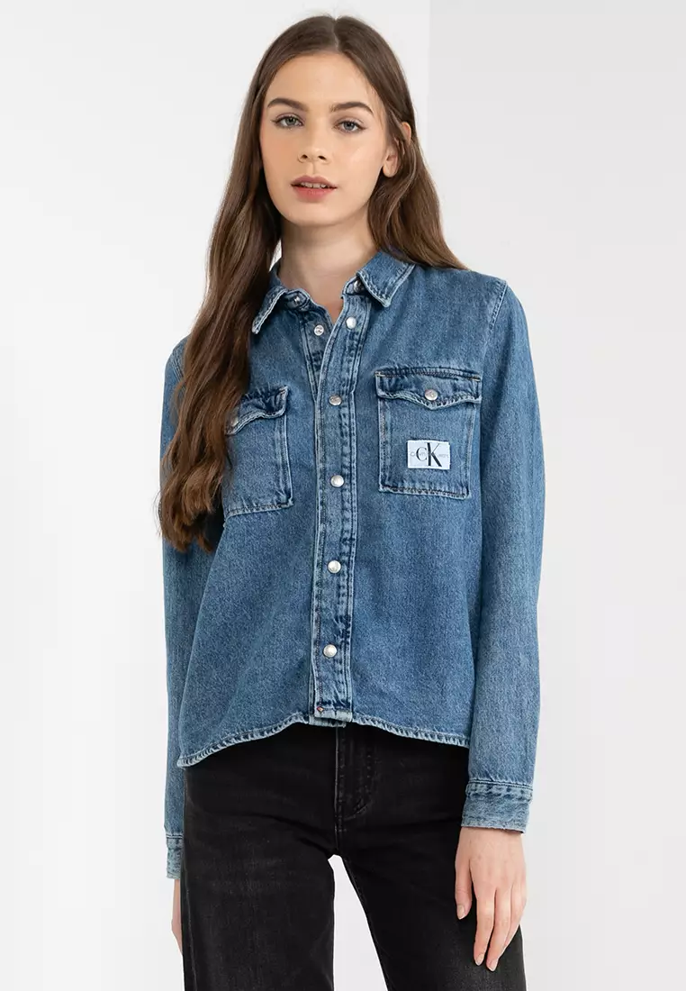 calvin klein western denim shirt