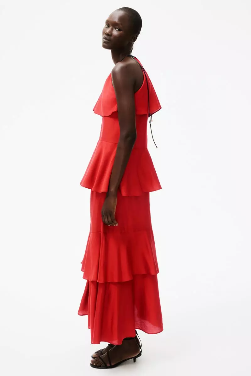 chinese dress ladies Wrap Flounce Midi Dress