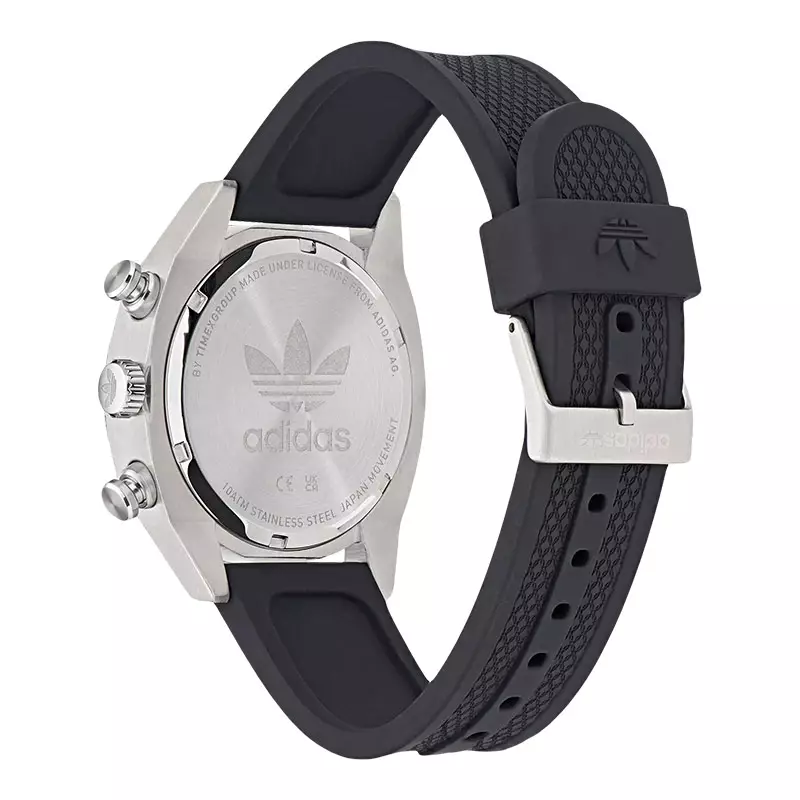 Jam Tangan Unisex Adidas Edition Two AOFH23003 Chronograph Black Dial Black Silicone Strap