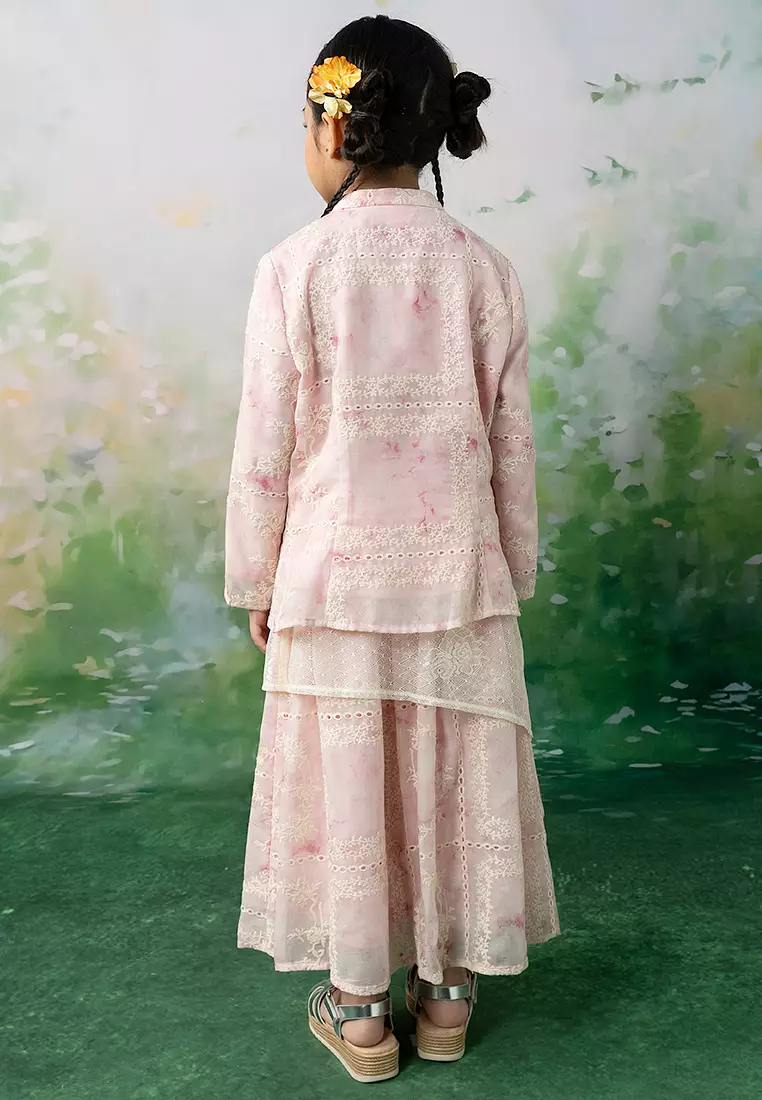 Zephnie Embroidered Set with Flare Skirt