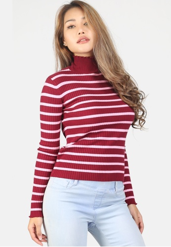 pink and red striped jumper