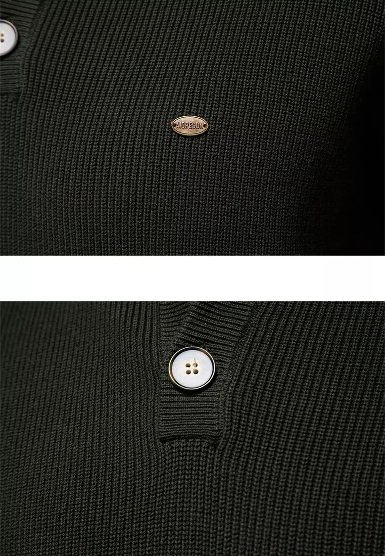 Henley Neck Knit Sweater AX-SW833