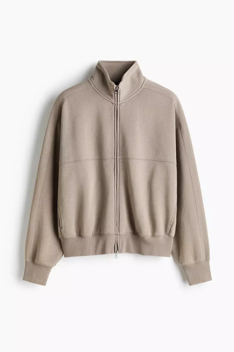 Oversized Fit Brushed-inside track jacket
