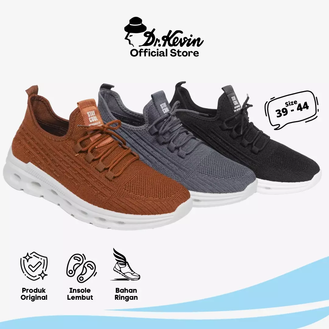 Dr. Kevin Sepatu Sport Pria Men Sneakers Sekolah Flyknit Tali 889-067