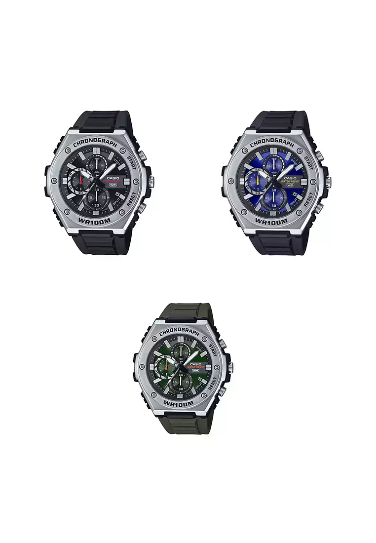 MWA-300H-3A Men Chronograph Watch Black Resin Strap