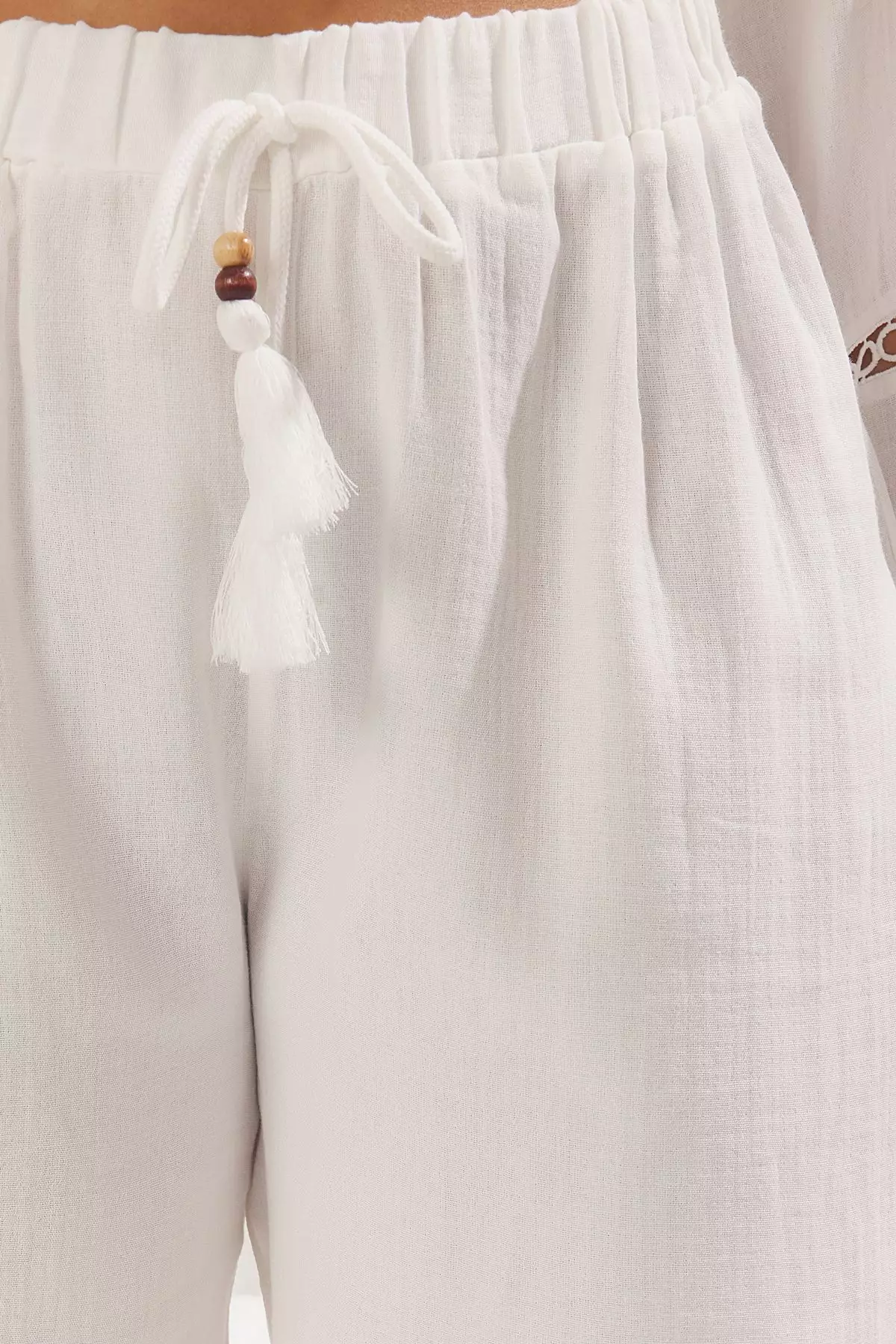 Tassel Tie Detailed Muslin Play Clothing Plus Size Shorts