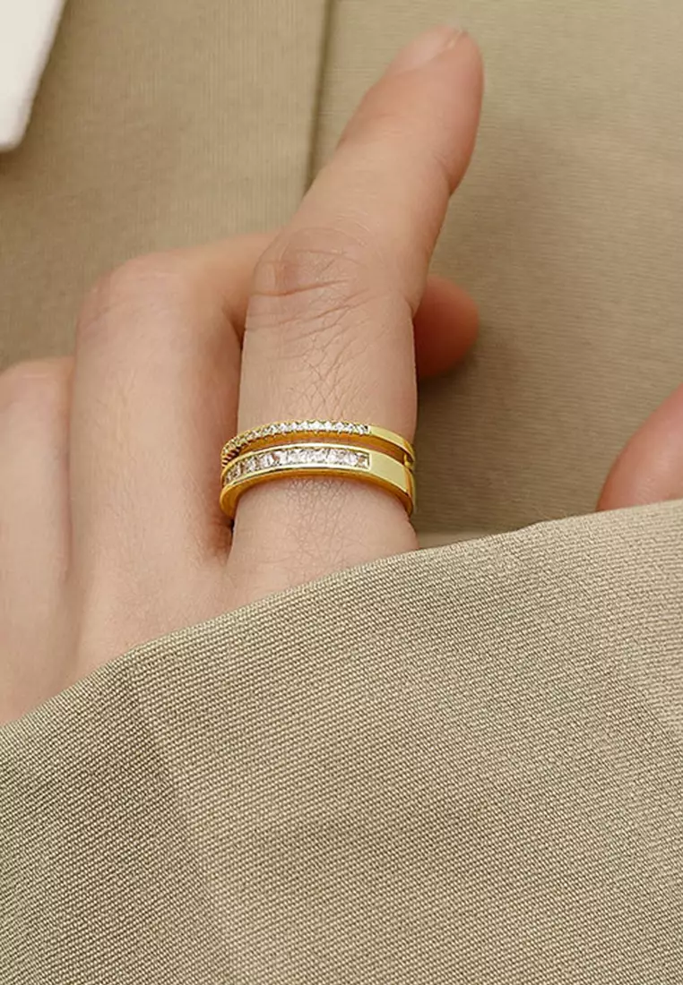 Cincin Wanita Korea Vintage Cewek Anti Pudar Kotak Indah Ring