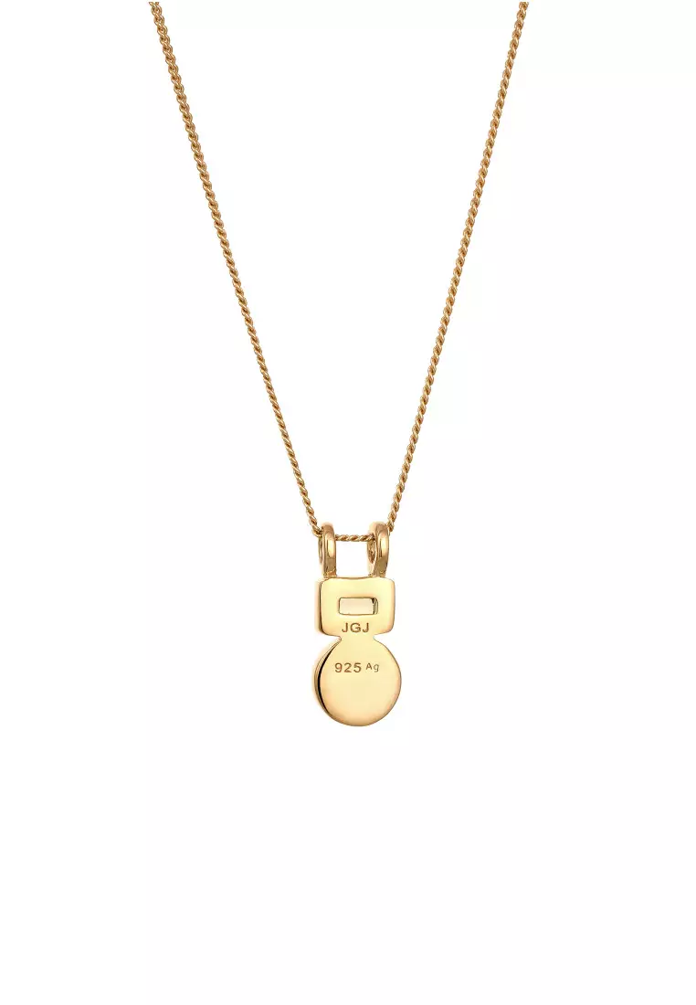 Kalung Perhiasan Perak 925 Wanita Square Pendant Peridot Gold Plated