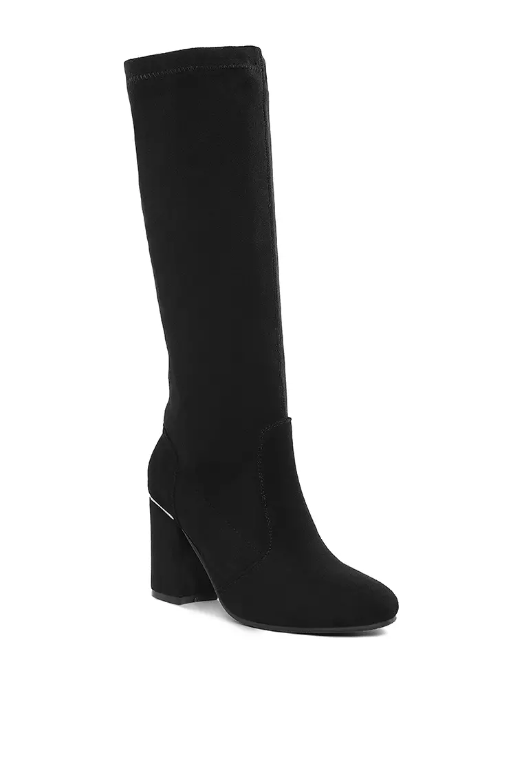 Microfiber Calf Boots in Black