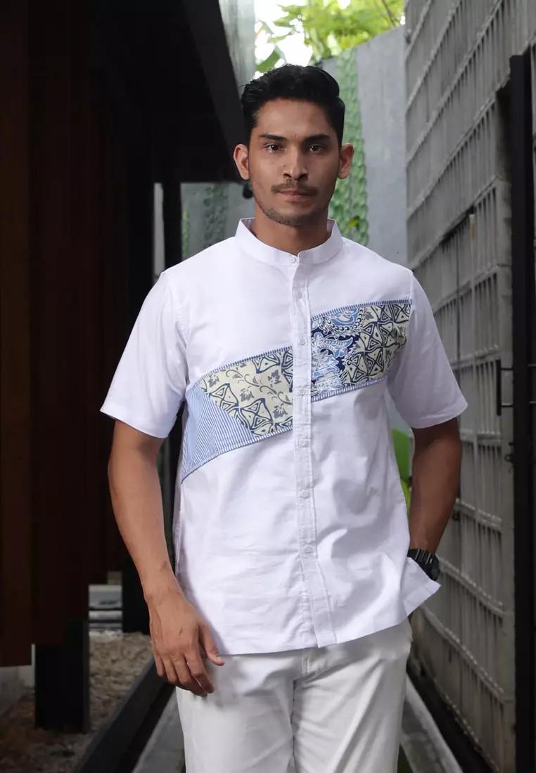 Hadinata Batik Koko Cap Pendek Arman White