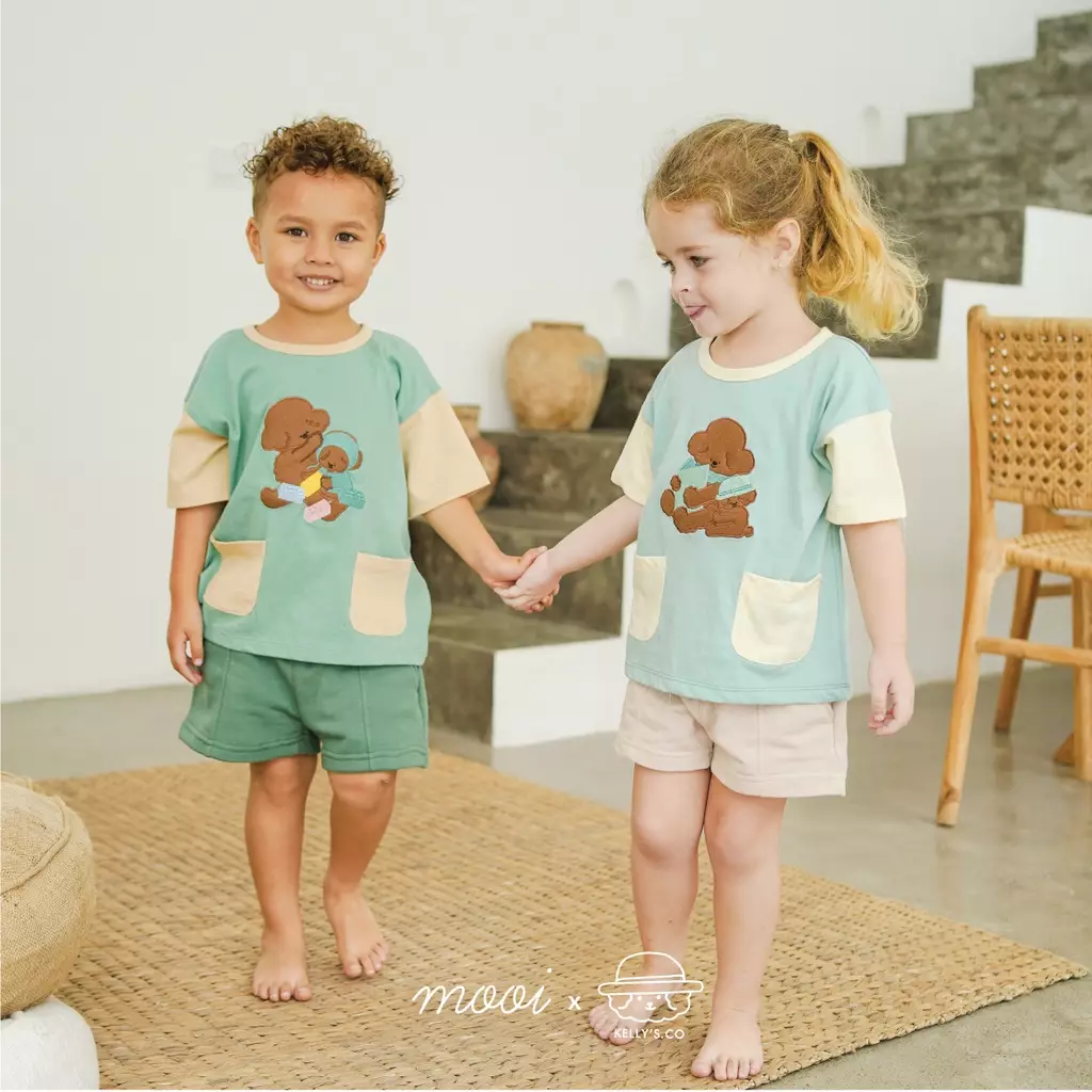 Mooi x Kellysco Twin Pocket Tee (KIDS) - Blue