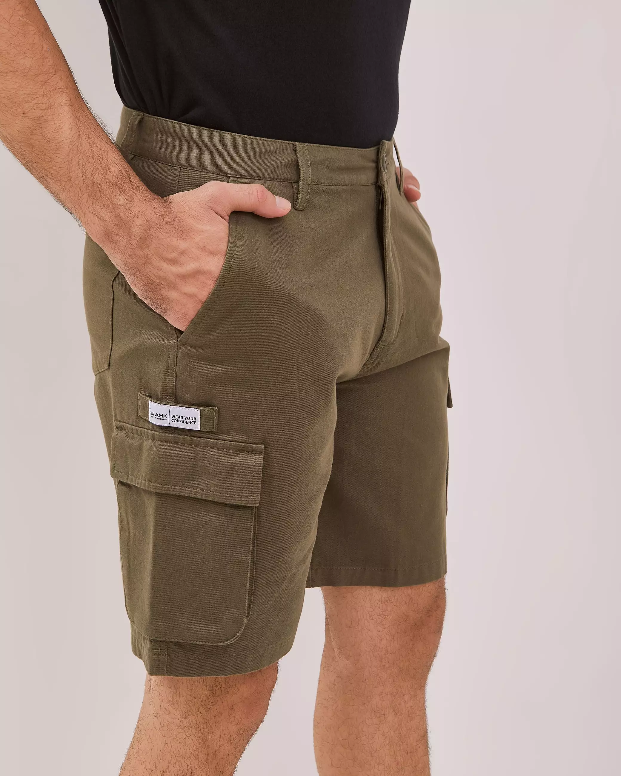 AMK Celana Pria Cargo Pendek PT Stanley Sp Olive