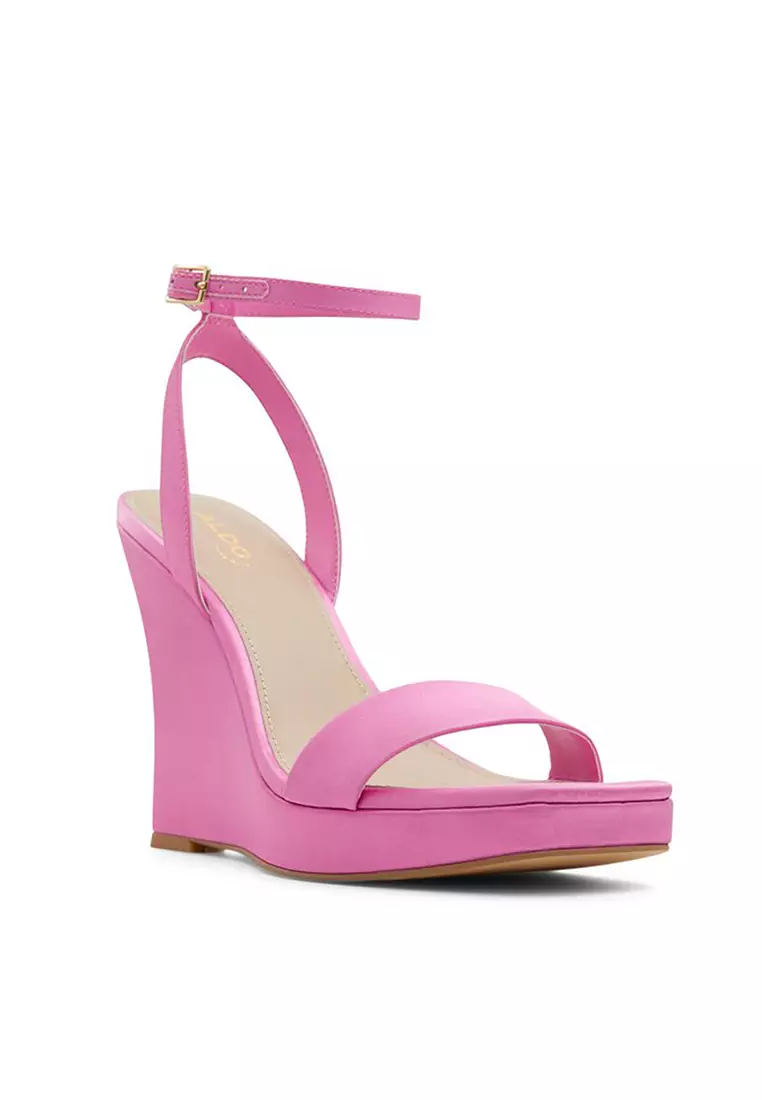 Hot pink wedges sale with ankle strap