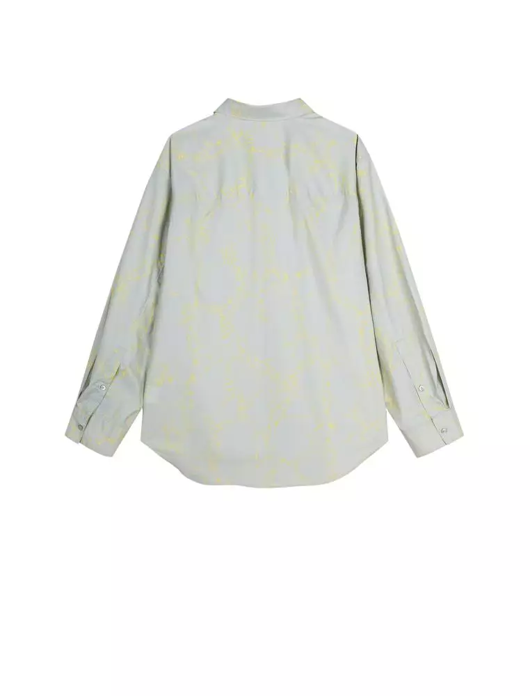 Long Sleeve Collared Printed Shirt