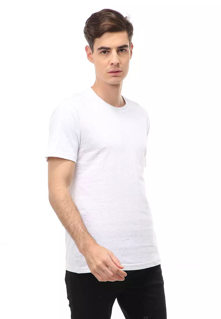 Jack T-Shirt Atasan Kasual Kaos Polos Polka Pria Lengan Pendek Material Cotton ORIGINAL - White