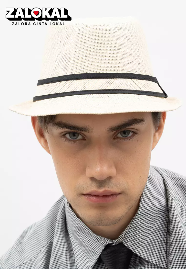 Houseofcuff Topi Fedora Cowboy Hat Fedora Ratan Beige