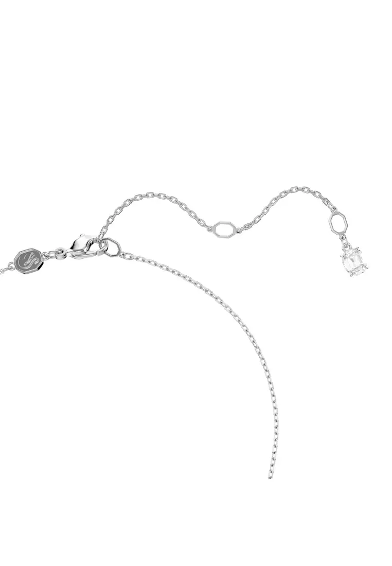 Matrix pendant, Baguette cut, Knot, White, Rhodium plated