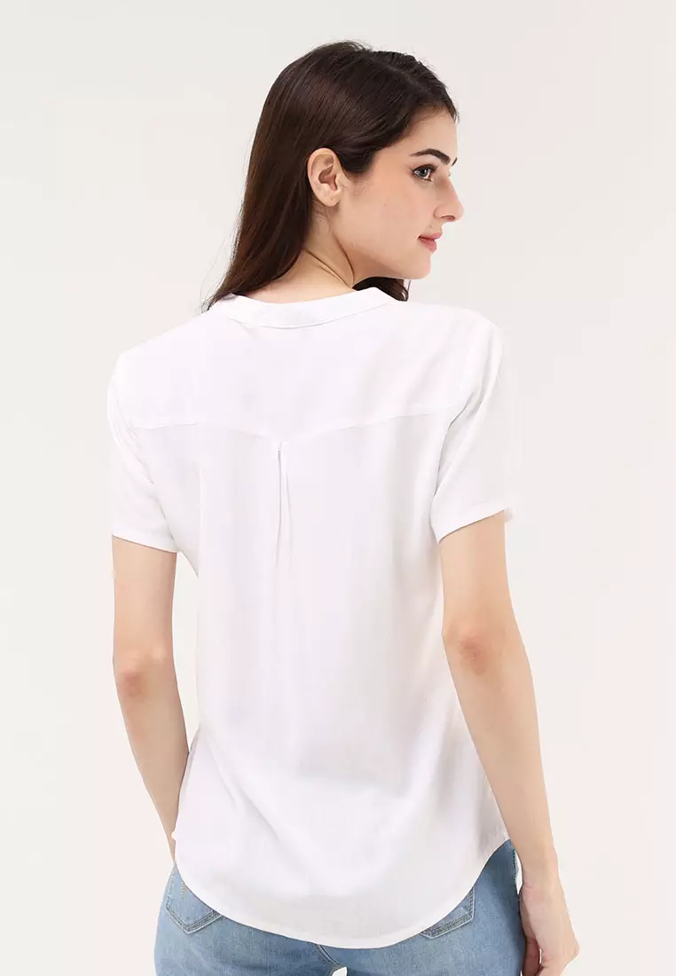 Short Sleeves Chinese Collar Blouse