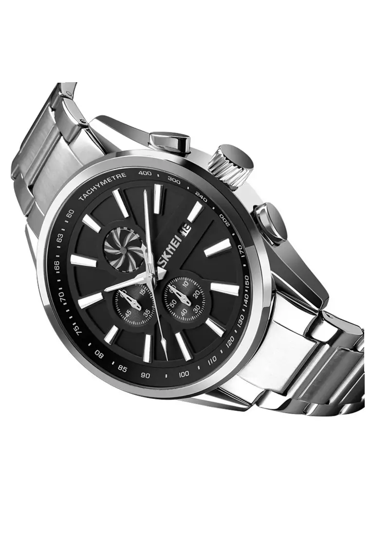 Jam Tangan Analog Pria Strap Stainless Steel Waterproof Minute Second Dial Calendar Design Sporty Berkualitas PY12 ORIGINAL