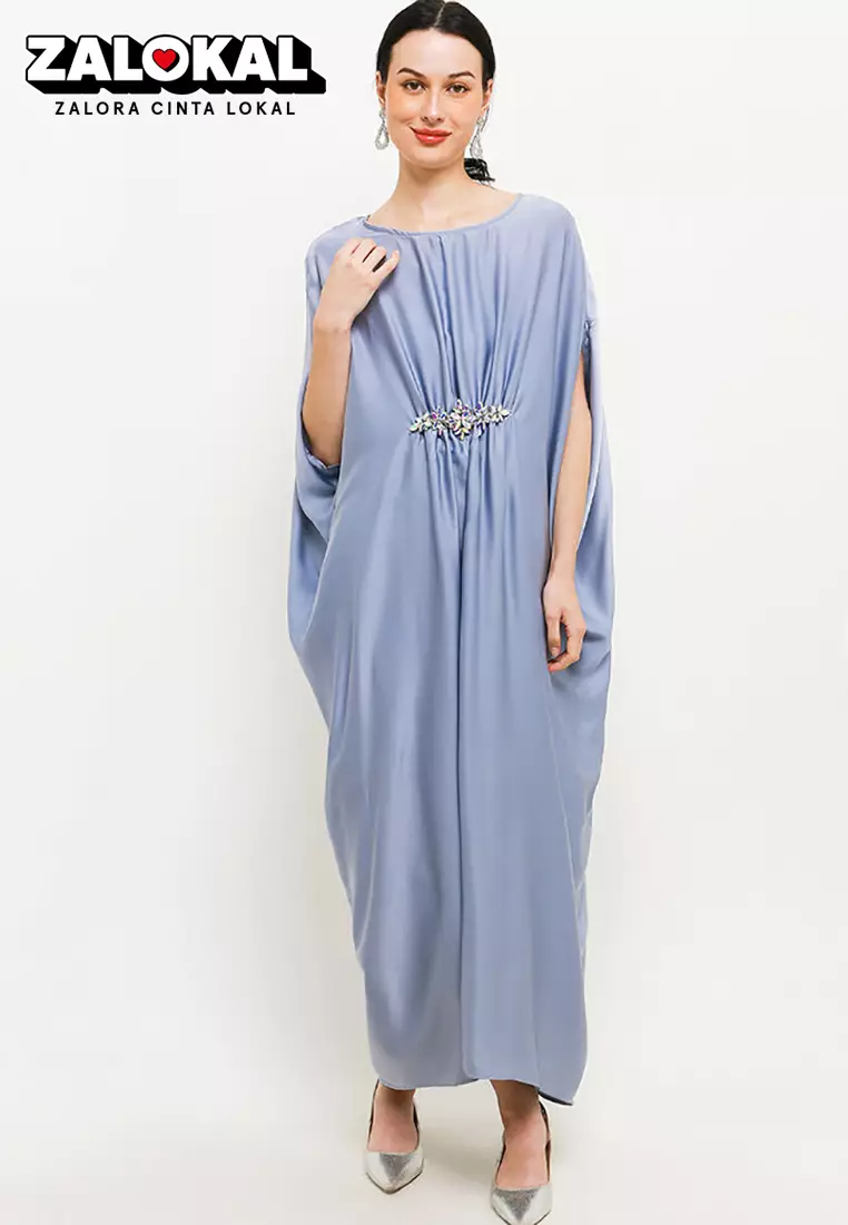 Sateen Kaftan With Crystal Detail