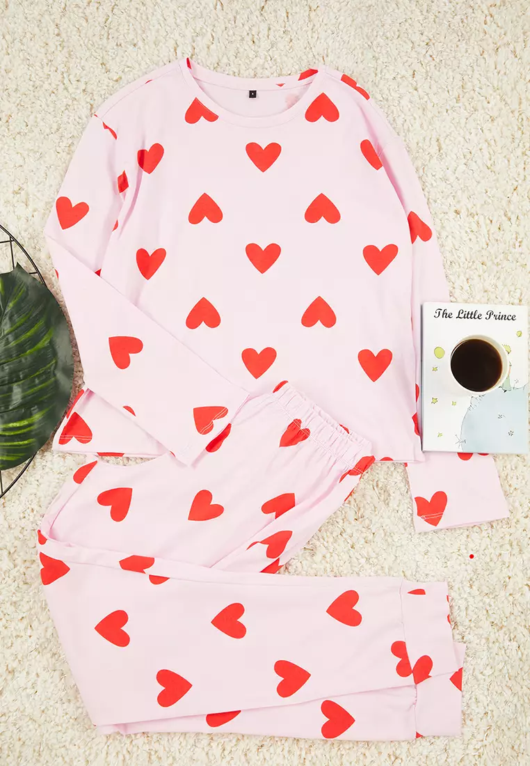 Pink Heart Knitted Pajama Set
