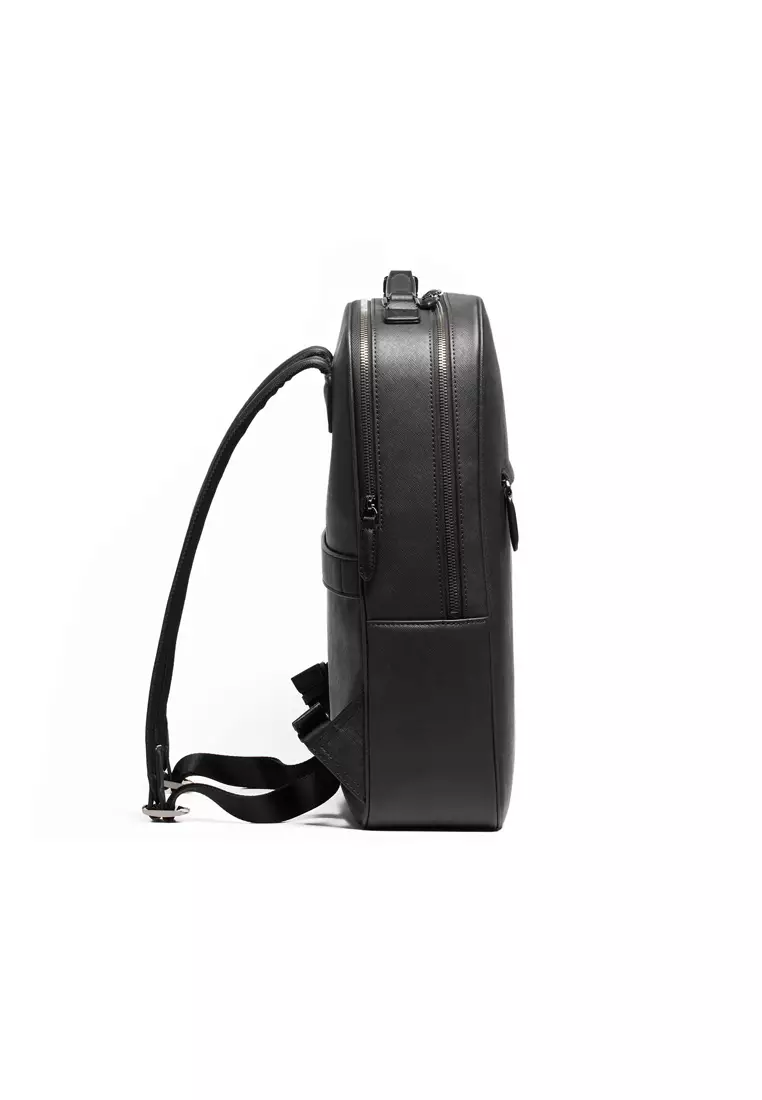 Earthen Recycled Leather Backpack - Black