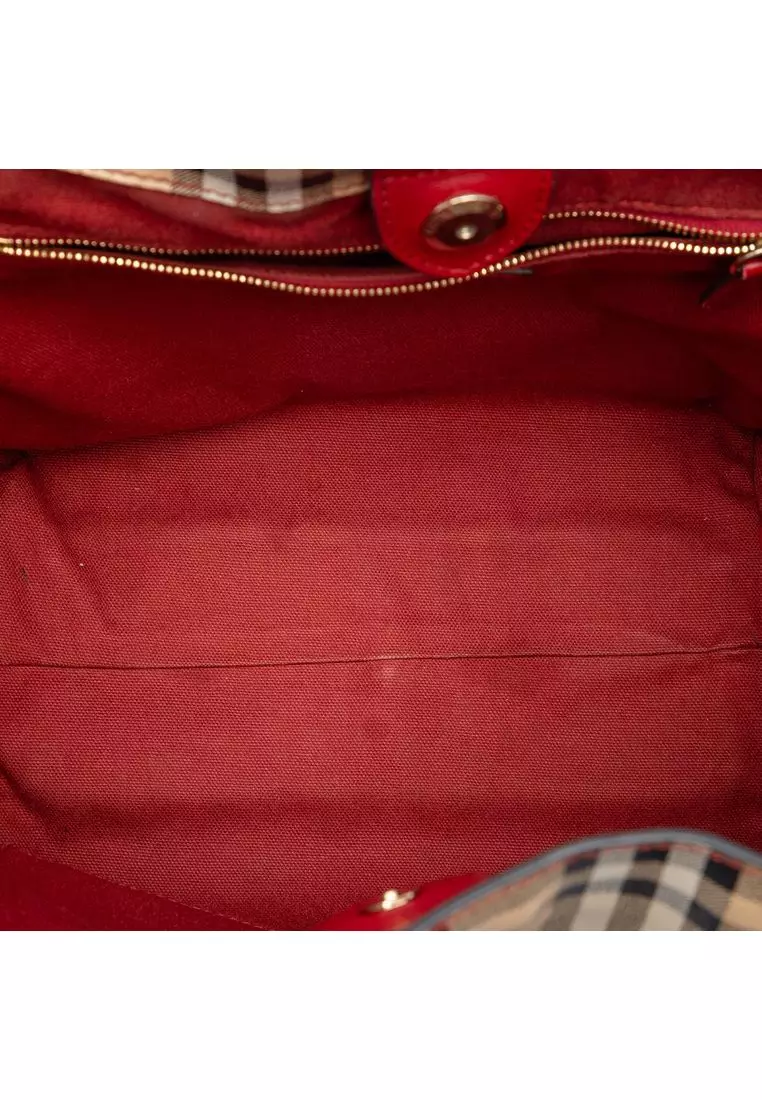 Pre-Loved Burberry Small Leather Trimmed Haymarket Check Coated Canvas Canterbury Tote