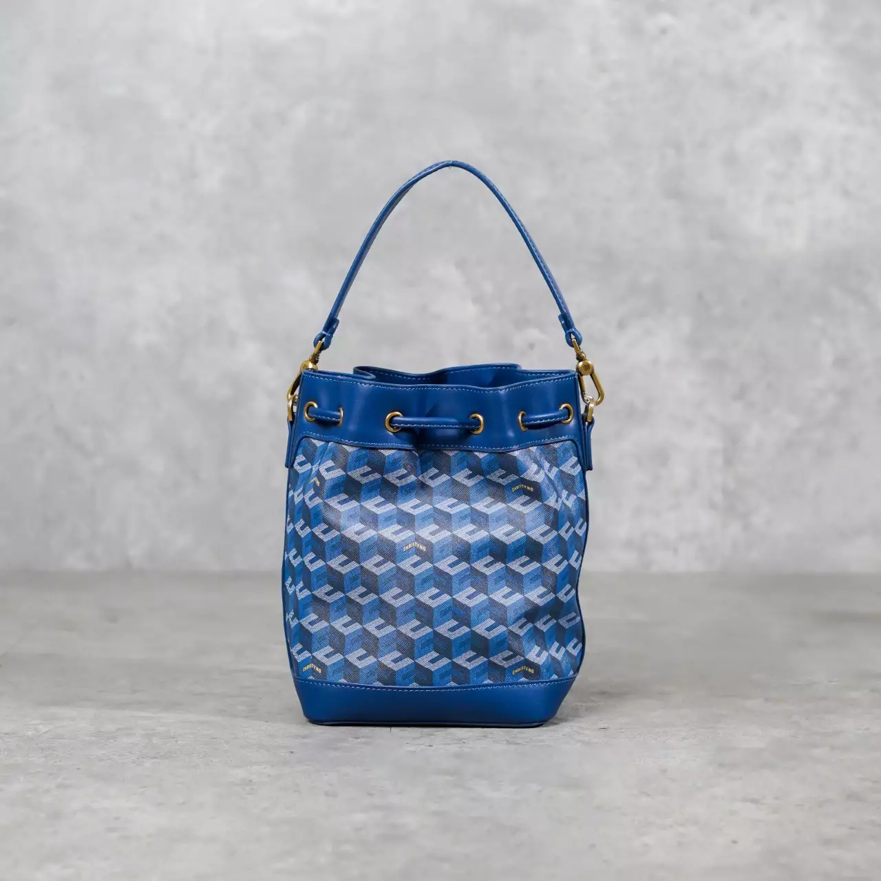 Tas CHRISTY NG MONOGRAM PATTERN BLUE BUCKET BAG 100% ORIGINAL