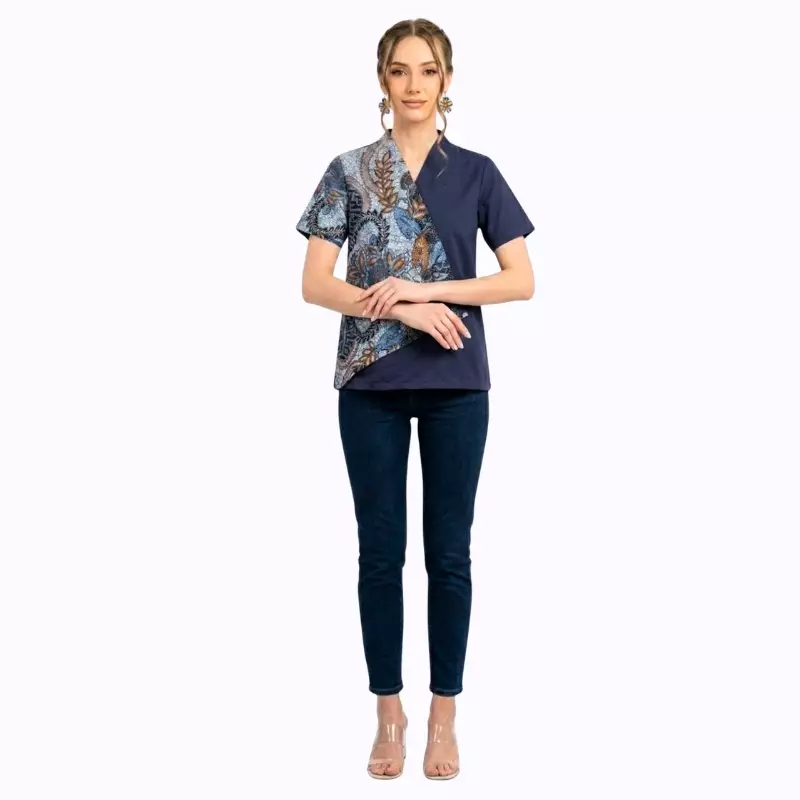 Blouse Batik Wanita - Atasan Batik - Bhatara Batik Leslie - Baju Batik Modern Lengan Pendek