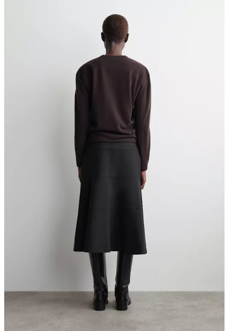 CURVED A-LINE MIDI SKIRT
