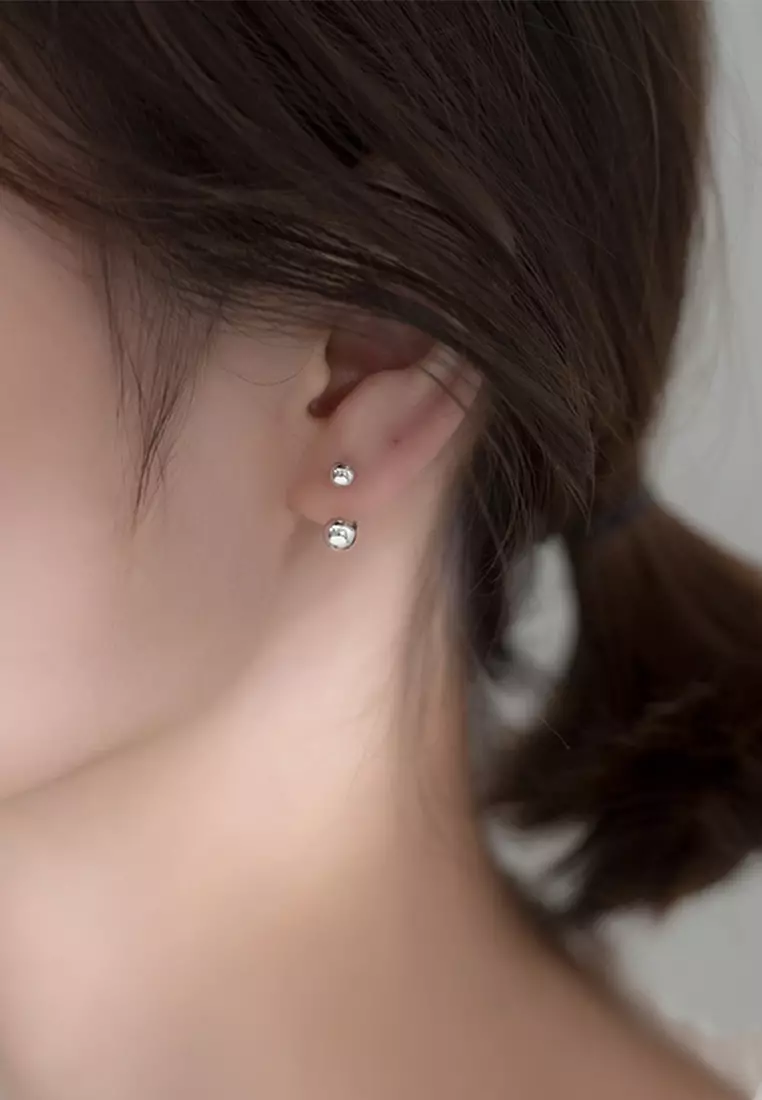 925 Silver Double Beads Earrings JW AR-G8848