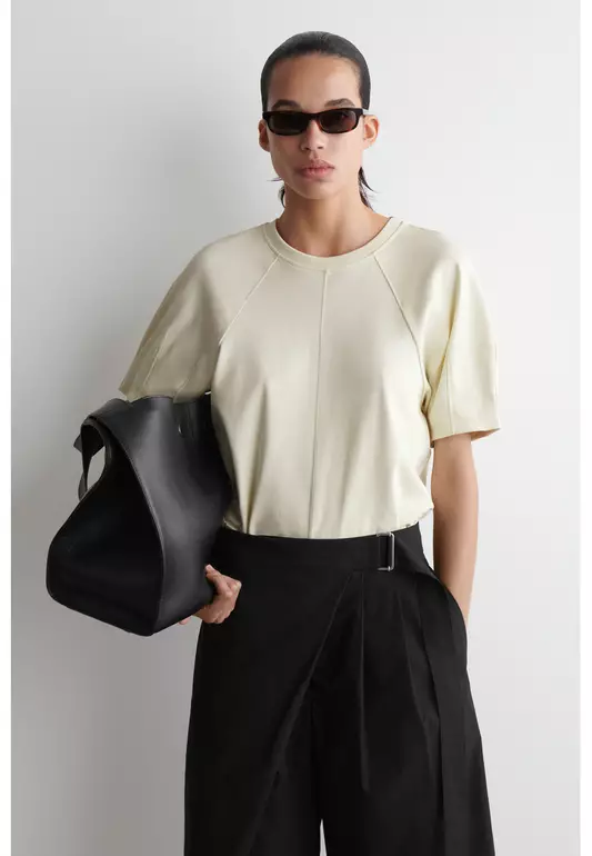 PUFF-SLEEVE COTTON T-SHIRT