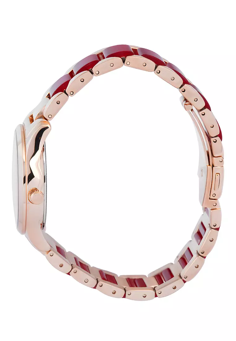 Alexandre Christie Passion - Jam Tangan Analog Wanita - Red Dial Rosegold Dual Tone Stainless Steel - 2B44LDBRGRE