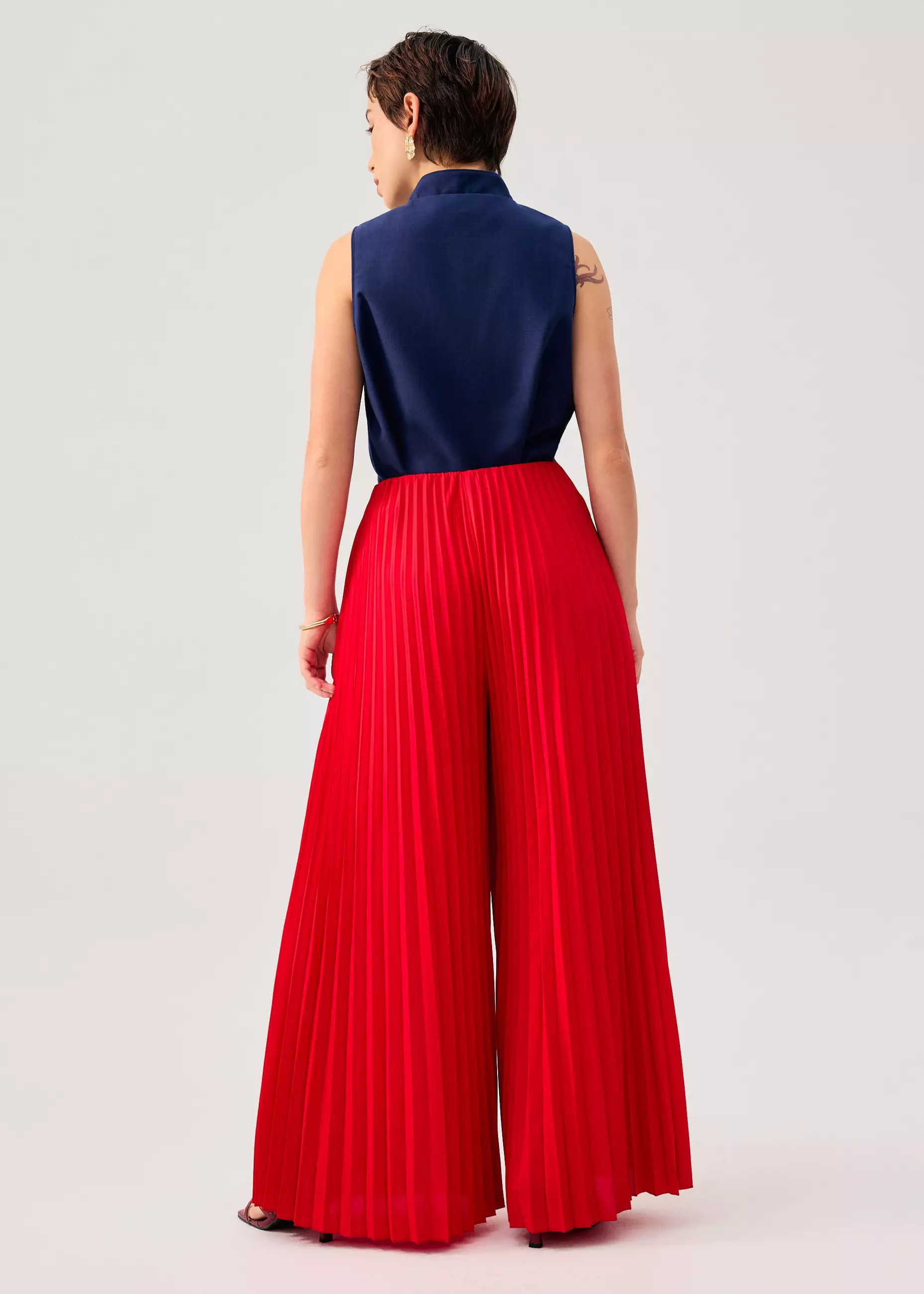 Celana Panjang Wanita - Leggy™ Wei Elastic Sunray Pleated Palazzo Pants