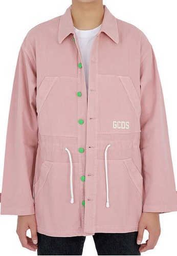 GCDS pink GCDS "Wardrobe" Washed Jacket in Pink C6DBDAA53FD847GS_1