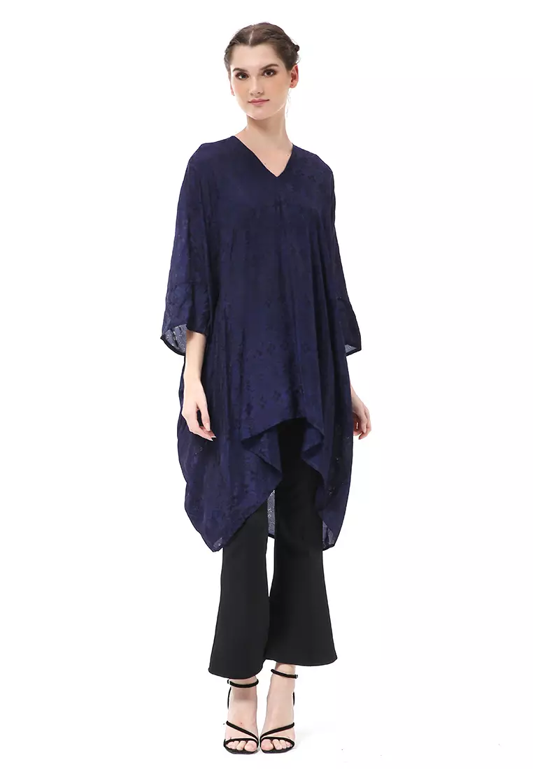 Olaf Atasan Wanita Tunik Kebaya Batik Simple Material Viscose ORIGINAL - Navy