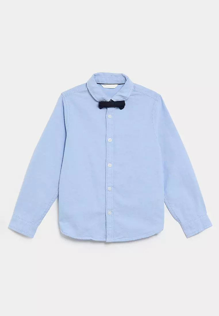 2pc Pure Cotton Oxford Shirt with Bow Tie