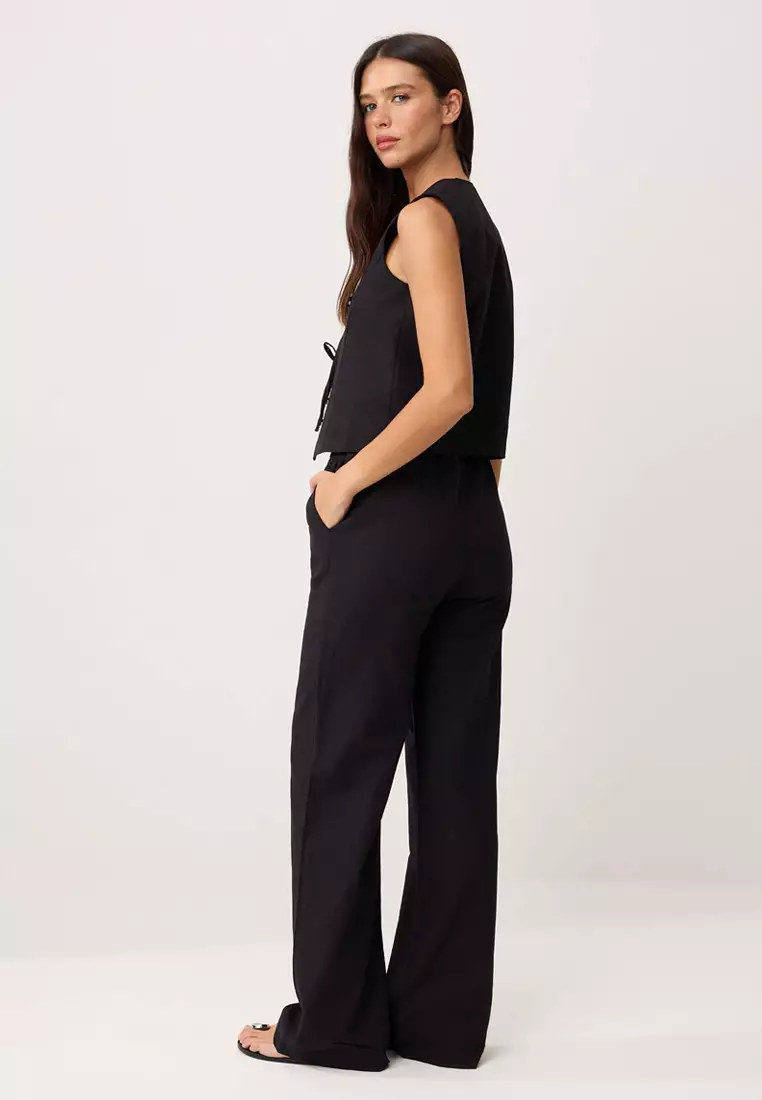 Black Woven Bottom - Top Set Twoss25Au34