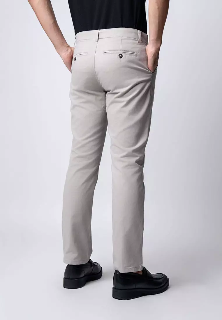 Regular Straight Fit Chino Cotton Twill Light Grey